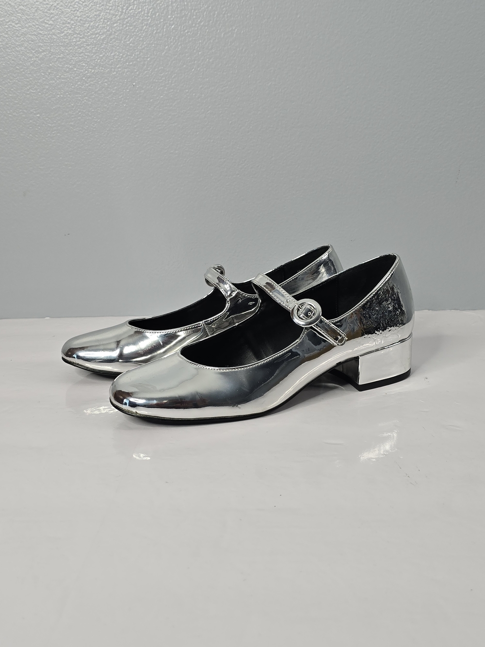 Steve Madden Silver Sessily Mary Jane Low Heel Pumps